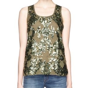 NWT - J.Crew Women’s Green Iridescent Sequin Tank Top Size 2